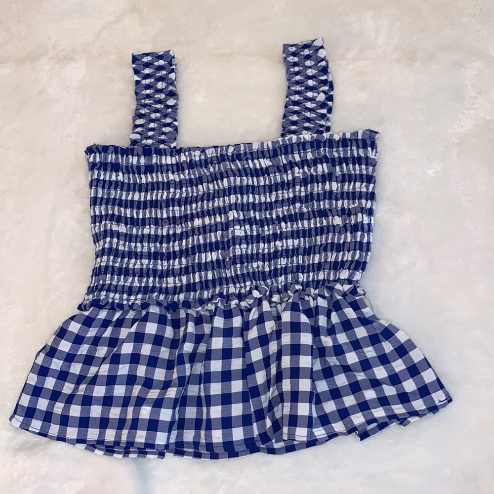 Entro Blue and White Checkered Top